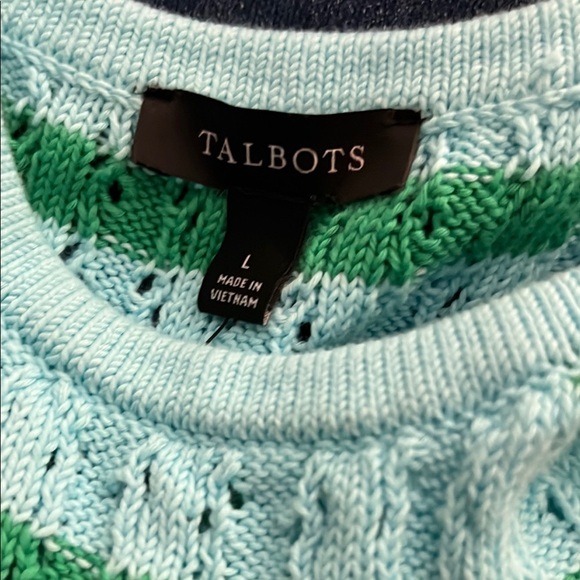 Talbots Blue and Green Striped Cardigan Sweater - Picture 6 of 6